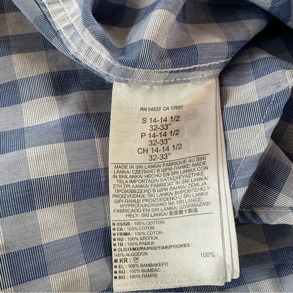 Banana Republic Blue Gingham Western Button Down Shirt Size M-L W, S Mens Cotton - Picture 8 of 11